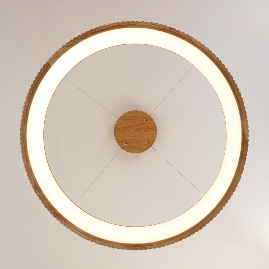 Brilagi - FALCON WOOD MODERN LED Cable Pendant, 60W, 230V, Selectable 3000/4000/6000K, Ø80 cm, Wood