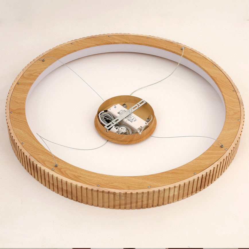 Brilagi - FALCON WOOD MODERN LED Cable Pendant, 60W, 230V, Selectable 3000/4000/6000K, Ø80 cm, Wood