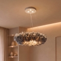 BRILAGI - FEATHER LED Cable-Suspended Pendant 3x E27/40W/230V + 3x LED/3W Ø 50 cm Gray