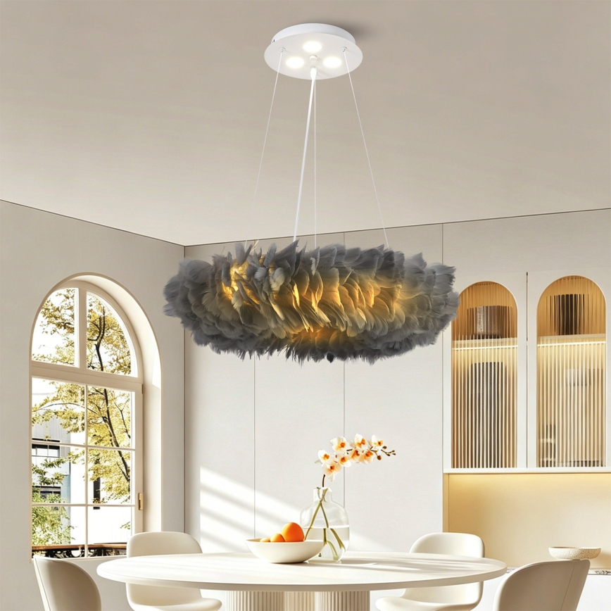 BRILAGI - FEATHER LED Cable-Suspended Pendant 3x E27/40W/230V + 3x LED/3W Ø 50 cm Gray