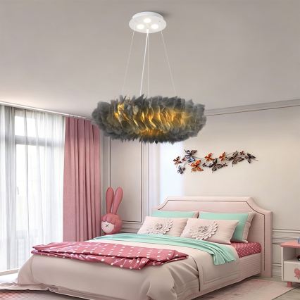 BRILAGI - FEATHER LED Cable-Suspended Pendant 3x E27/40W/230V + 3x LED/3W Ø 50 cm Gray