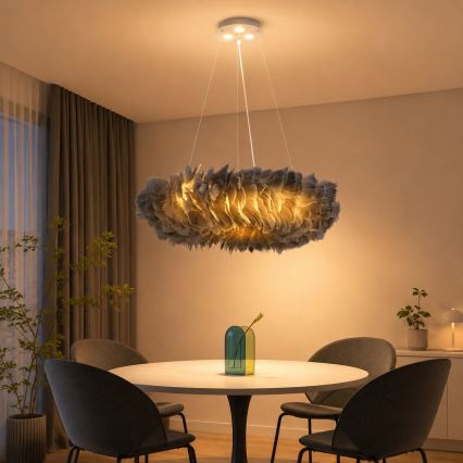 BRILAGI - FEATHER LED Cable-Suspended Pendant 3x E27/40W/230V + 3x LED/3W Ø 50 cm Gray