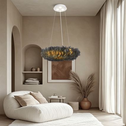 BRILAGI - FEATHER LED Cable-Suspended Pendant 3x E27/40W/230V + 3x LED/3W Ø 50 cm Gray