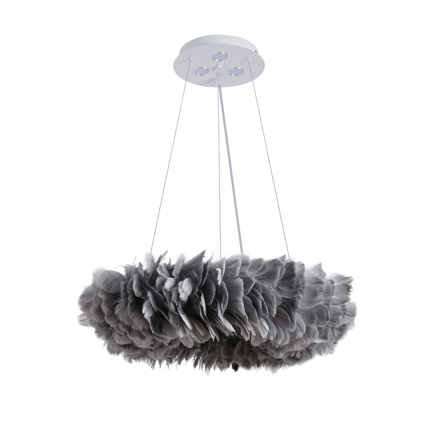 BRILAGI - FEATHER LED Cable-Suspended Pendant 3x E27/40W/230V + 3x LED/3W Ø 50 cm Gray