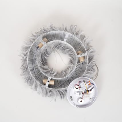 BRILAGI - FEATHER LED Cable-Suspended Pendant 3x E27/40W/230V + 3x LED/3W Ø 50 cm Gray