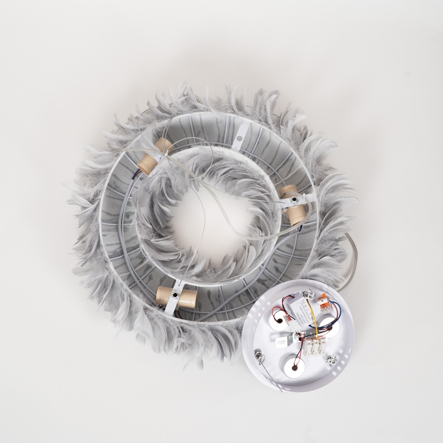 BRILAGI - FEATHER LED Cable-Suspended Pendant 3x E27/40W/230V + 3x LED/3W Ø 50 cm Gray