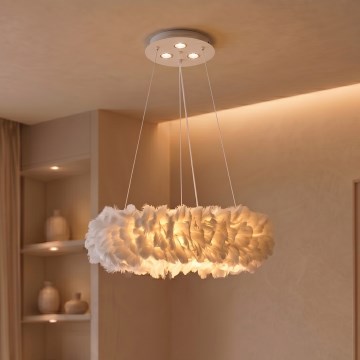 BRILAGI - FEATHER LED Pendant Light on Cable, 3x E27/40W/230V + 3x LED/3W, Ø 40 cm, White
