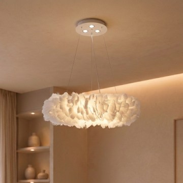 BRILAGI - FEATHER LED Pendant on Cable, 3×E27 (40W/230V) + 3×LED (3W), Ø 50 cm, White