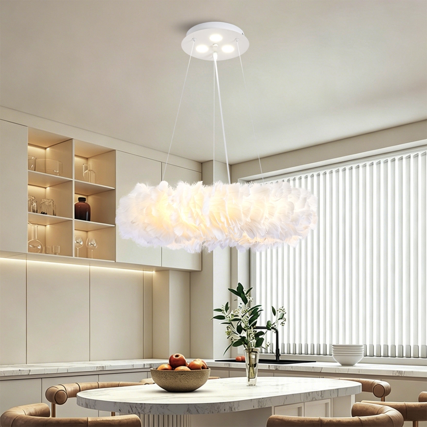BRILAGI - FEATHER LED Pendant on Cable, 3×E27 (40W/230V) + 3×LED (3W), Ø 50 cm, White