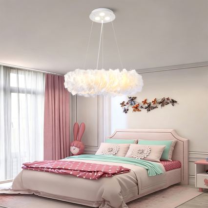 BRILAGI - FEATHER LED Pendant on Cable, 3×E27 (40W/230V) + 3×LED (3W), Ø 50 cm, White