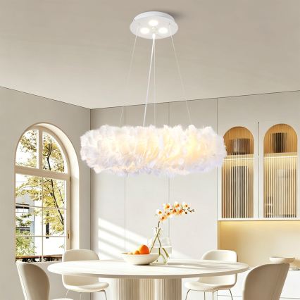 BRILAGI - FEATHER LED Pendant on Cable, 3×E27 (40W/230V) + 3×LED (3W), Ø 50 cm, White