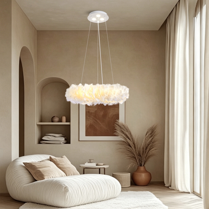BRILAGI - FEATHER LED Pendant on Cable, 3×E27 (40W/230V) + 3×LED (3W), Ø 50 cm, White