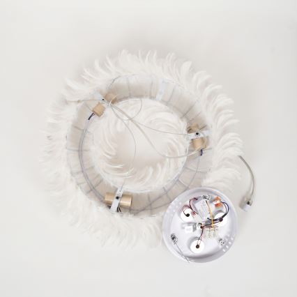 BRILAGI - FEATHER LED Pendant on Cable, 3×E27 (40W/230V) + 3×LED (3W), Ø 50 cm, White
