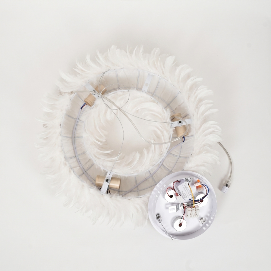 BRILAGI - FEATHER LED Pendant on Cable, 3×E27 (40W/230V) + 3×LED (3W), Ø 50 cm, White