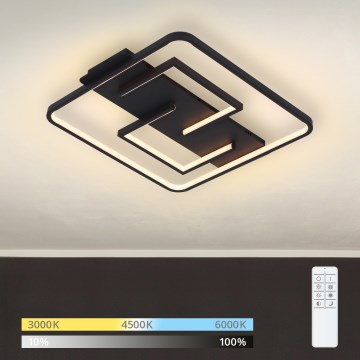 Brilagi - FLARE Dimmable LED Ceiling Light 34W/230V 3000–6000K 48x48 cm Black + Remote Control
