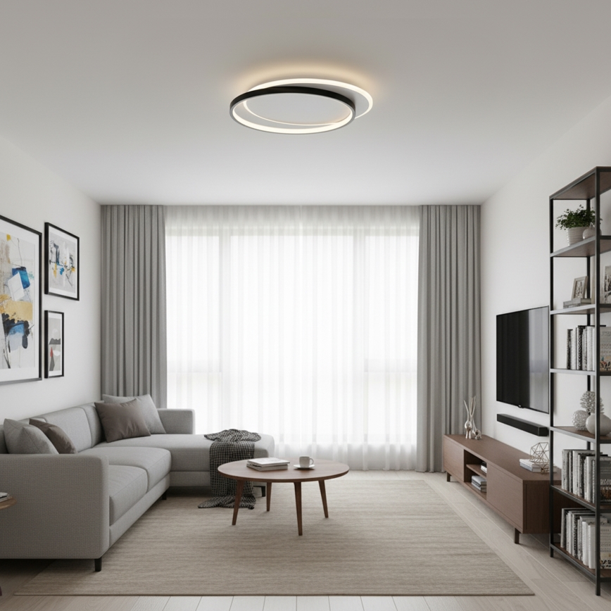 BRILAGI - Dimmable LED ceiling light FLARE LED/48W/230V 3000-6000K 39,5x45 cm white/black + remote control