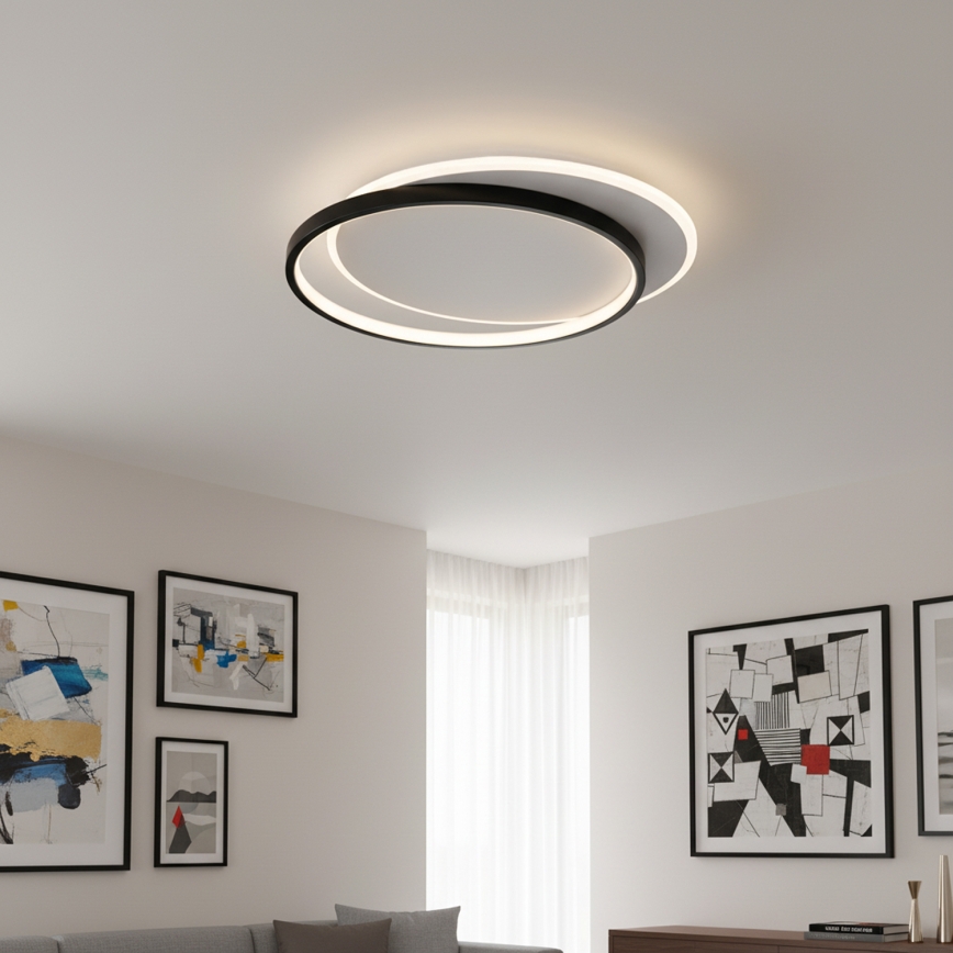 BRILAGI - Dimmable LED ceiling light FLARE LED/48W/230V 3000-6000K 39,5x45 cm white/black + remote control