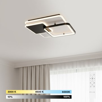 Brilagi - FLARE Dimmable LED Ceiling Light LED/64W/230V 3000-6000K 45x45 cm White/Black + Remote Control