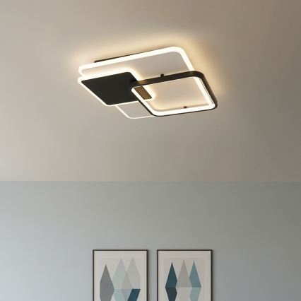 BRILAGI - FLARE Dimmable LED Ceiling Light LED/64W/230V 3000-6000K 45x45 cm White/Black + Remote Control