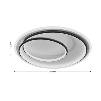 BRILAGI - FLARE Dimmable LED Ceiling Light LED/38W/230V 3000-6000K Ø 48 cm Black/White + Remote Control