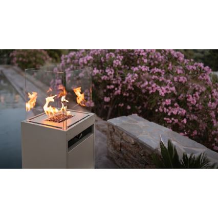 Brilagi - Outdoor Gas Fireplace FLARO GAS 142x36 cm 8kW 1xAAA Beige + Protective Cover