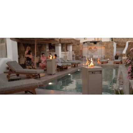 Brilagi - Outdoor Gas Fireplace FLARO GAS 142x36 cm 8kW 1xAAA Beige + Protective Cover