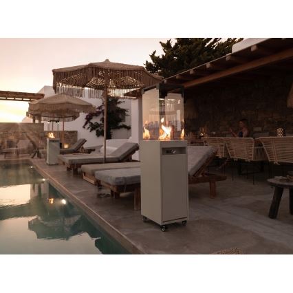 Brilagi - Outdoor Gas Fireplace FLARO GAS 142x36 cm 8kW 1xAAA Beige + Protective Cover
