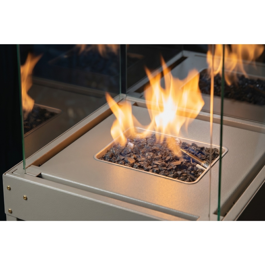 Brilagi - Outdoor Gas Fireplace FLARO GAS 142x36 cm 8kW 1xAAA Beige + Protective Cover