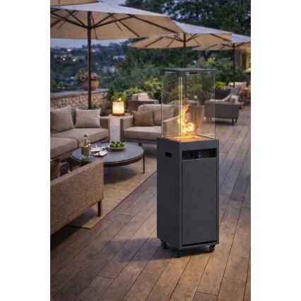 Brilagi - Outdoor gas fireplace FLARO GAS 142x36 cm 8kW 1xAAA anthracite + protective cover