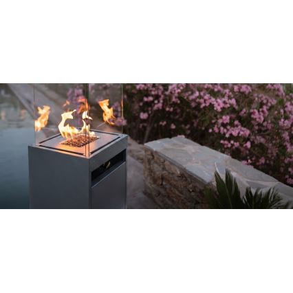 Brilagi - Outdoor gas fireplace FLARO GAS 142x36 cm 8kW 1xAAA anthracite + protective cover