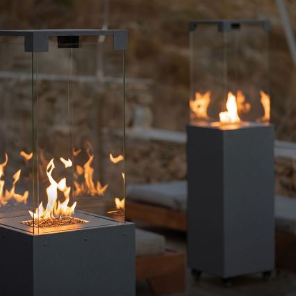 Brilagi - Outdoor gas fireplace FLARO GAS 142x36 cm 8kW 1xAAA anthracite + protective cover