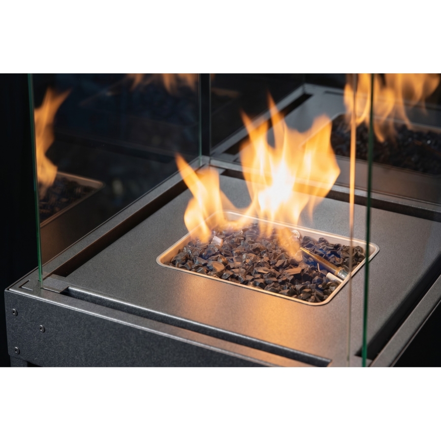 Brilagi - Outdoor gas fireplace FLARO GAS 142x36 cm 8kW 1xAAA anthracite + protective cover