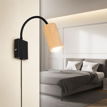 Brilagi - Flexible wall lamp SELE 1xGU10/30W/230V black/oak decor