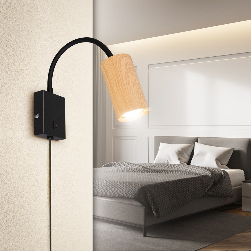 Brilagi - Flexible wall lamp SELE 1xGU10/30W/230V black/oak decor