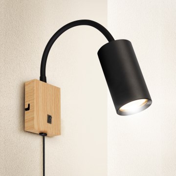 Brilagi - Flexible wall lamp SELE 1xGU10/30W/230V black/oak decor