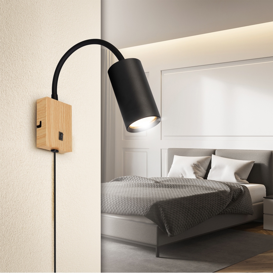 Brilagi - Flexible wall lamp SELE 1xGU10/30W/230V black/oak decor