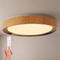 BRILAGI - FLOCO Dimmable LED Ceiling Light, 48W, 230V, 3000–6500K, Ø 40 cm, wood finish/black + remote control