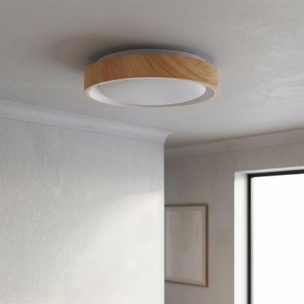 Brilagi - FLOCO LED Ceiling Light LED/24W/230V Ø 30 cm Wood Effect/White