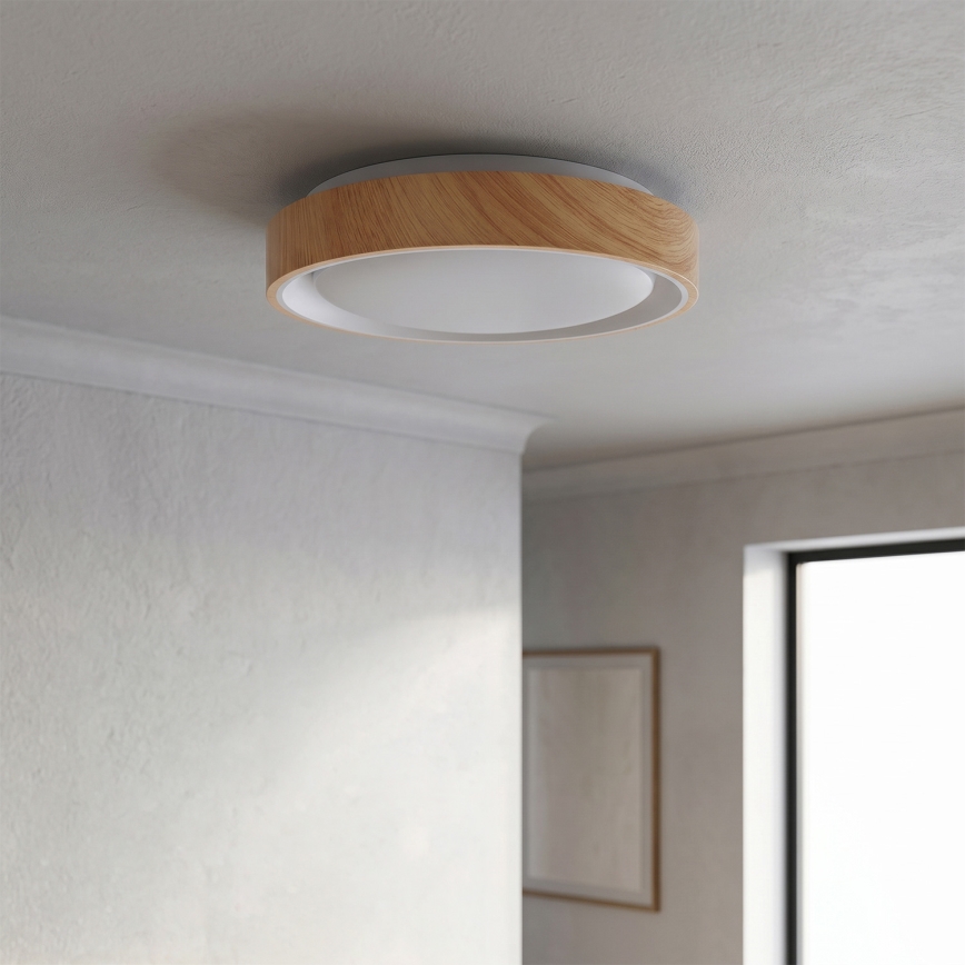 Brilagi - FLOCO LED Ceiling Light LED/24W/230V Ø 30 cm Wood Effect/White