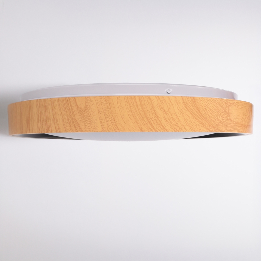 Brilagi - FLOCO Dimmable LED Ceiling Light, 48W, 230V, 3000–6500K, Ø 40 cm, wood finish/black + remote control