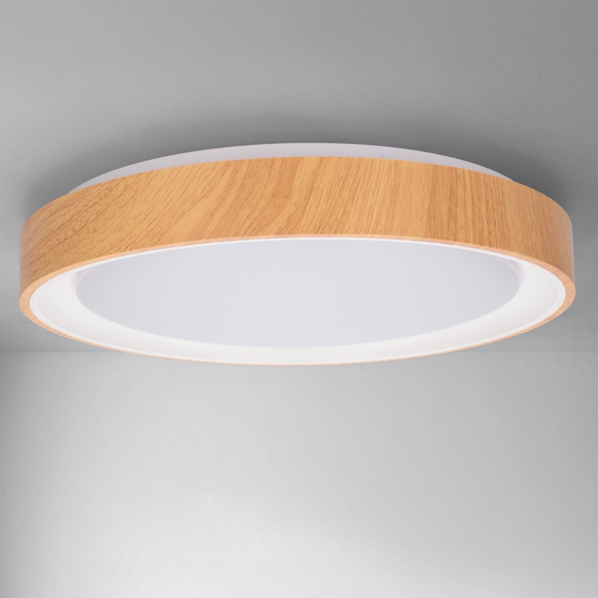Brilagi - Dimmable LED ceiling light FLOCO LED/48W/230V Ø 40 cm wood decor/white + remote control