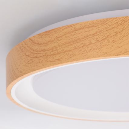 Brilagi - Dimmable LED ceiling light FLOCO LED/48W/230V Ø 40 cm wood decor/white + remote control