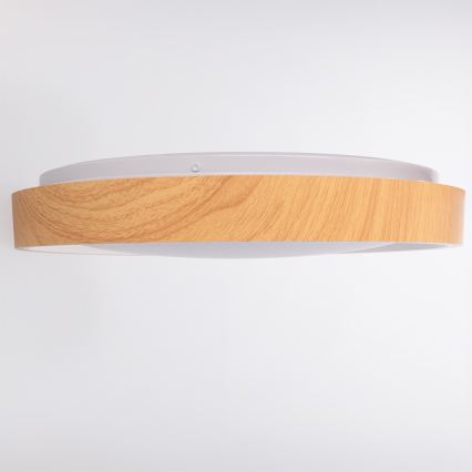 Brilagi - Dimmable LED ceiling light FLOCO LED/48W/230V Ø 40 cm wood decor/white + remote control