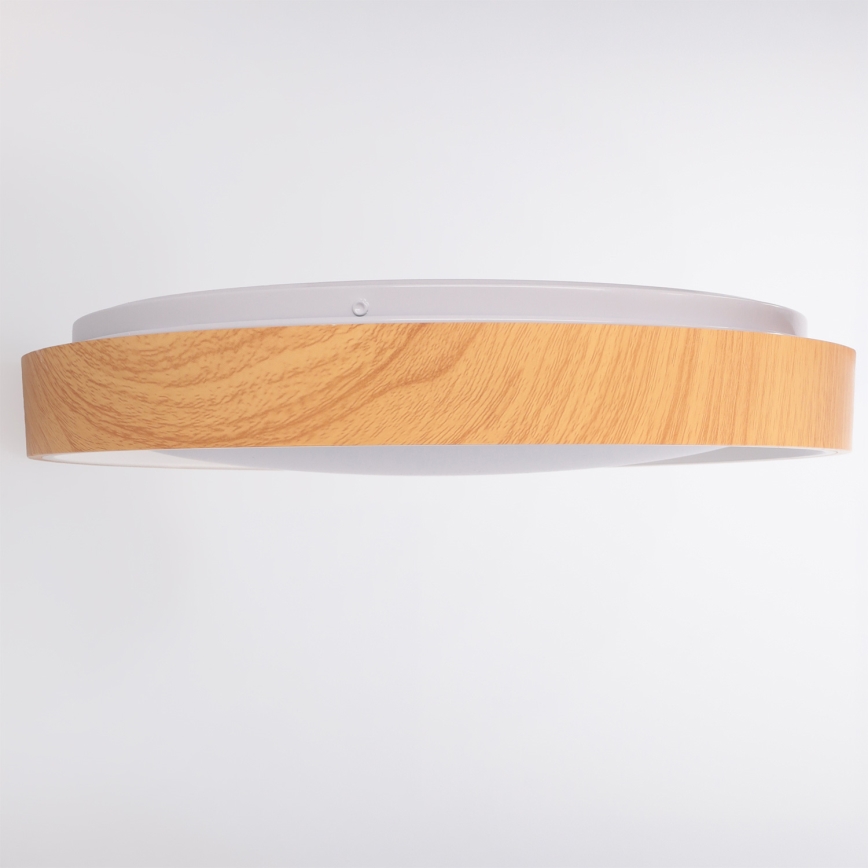 Brilagi - Dimmable LED ceiling light FLOCO LED/48W/230V Ø 40 cm wood decor/white + remote control