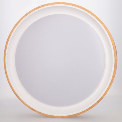 Brilagi - Dimmable LED ceiling light FLOCO LED/48W/230V Ø 40 cm wood decor/white + remote control
