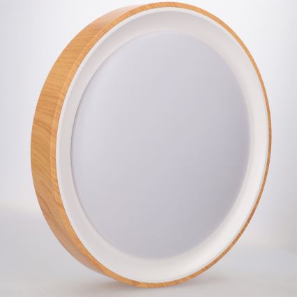 Brilagi - Dimmable LED ceiling light FLOCO LED/48W/230V Ø 40 cm wood decor/white + remote control