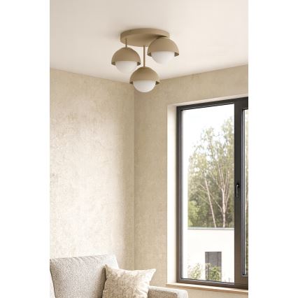 Brilagi - Flush-mount ceiling light 3xE27/60W/230V beige/gold