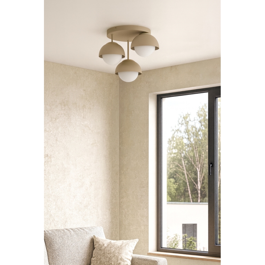Brilagi - Flush-mount ceiling light 3xE27/60W/230V beige/gold