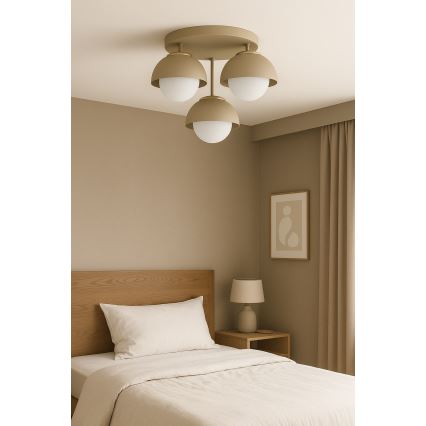Brilagi - Flush-mount ceiling light 3xE27/60W/230V beige/gold