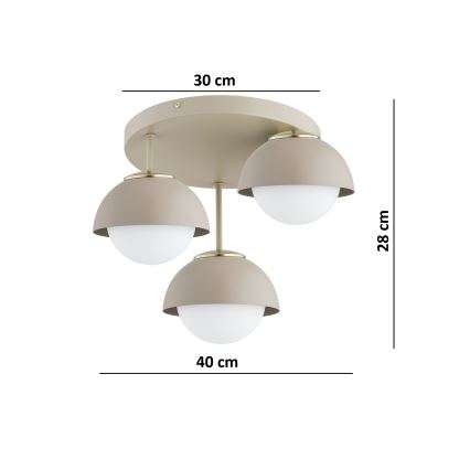 Brilagi - Flush-mount ceiling light 3xE27/60W/230V beige/gold